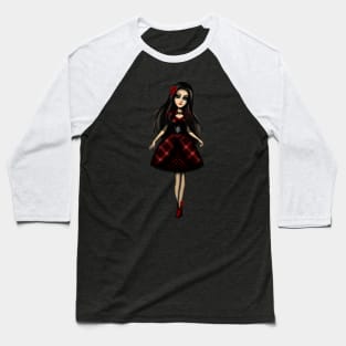 Girl with Red Roses Gothic Girl Baseball T-Shirt